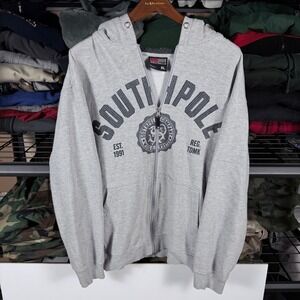 vintage y2k Southpole Mens XL Gray Zip Up Hoodie Sherpa Authentic Collection